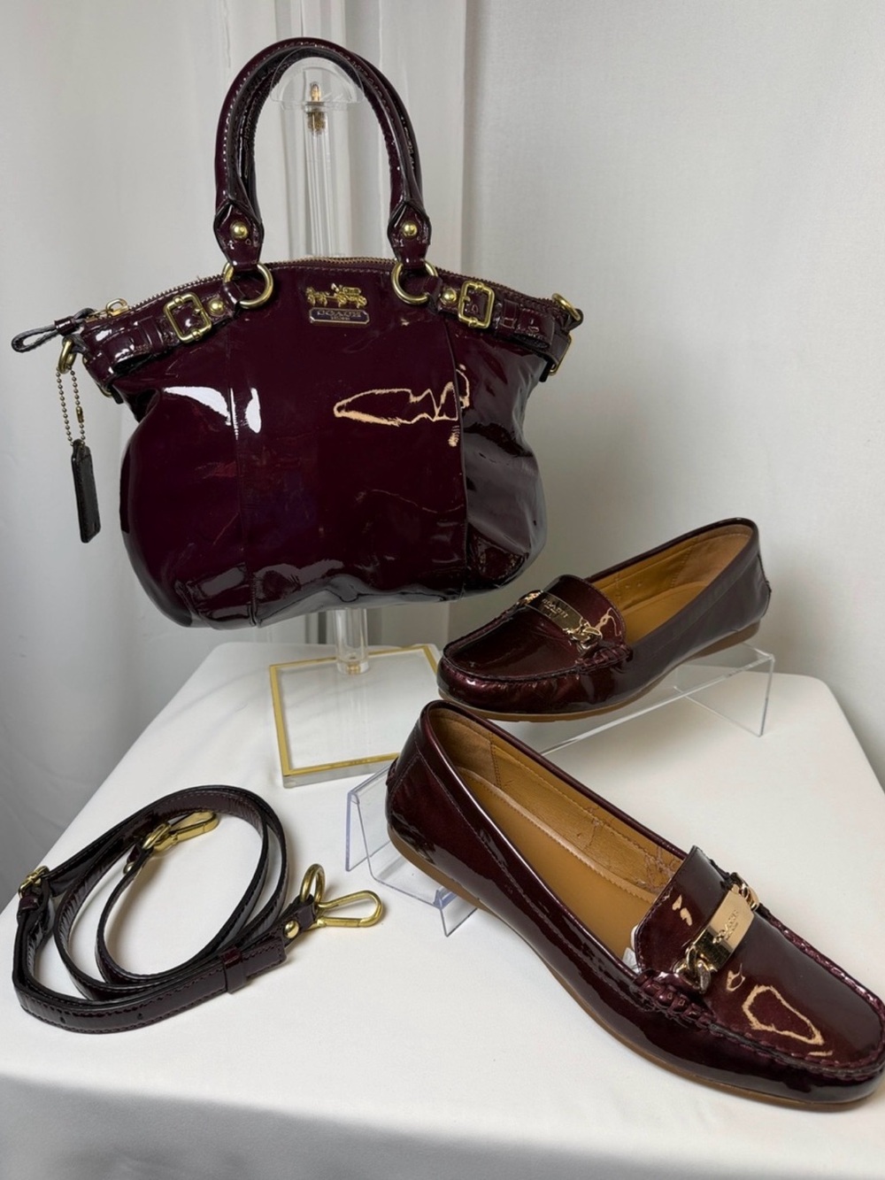 Coach Olive Burgundy/Oxblood Patent Leather Loafers